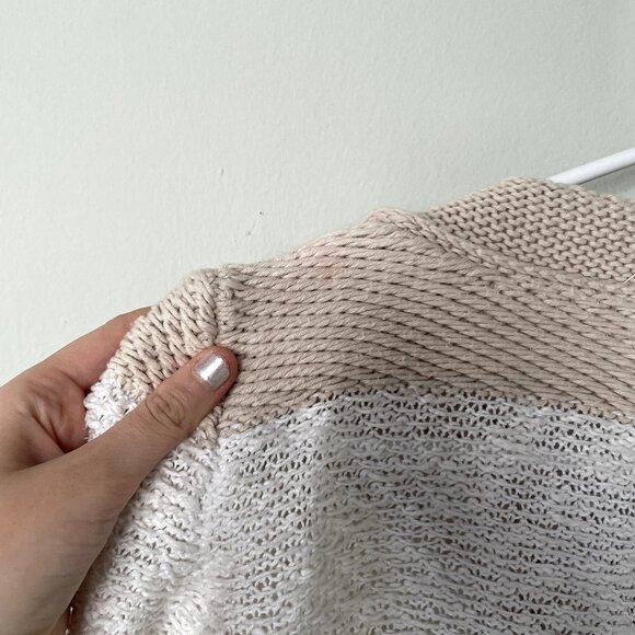 LOFT beige white knit full zip jacket sweater vintage style cotton linen size XS - Picture 7 of 10